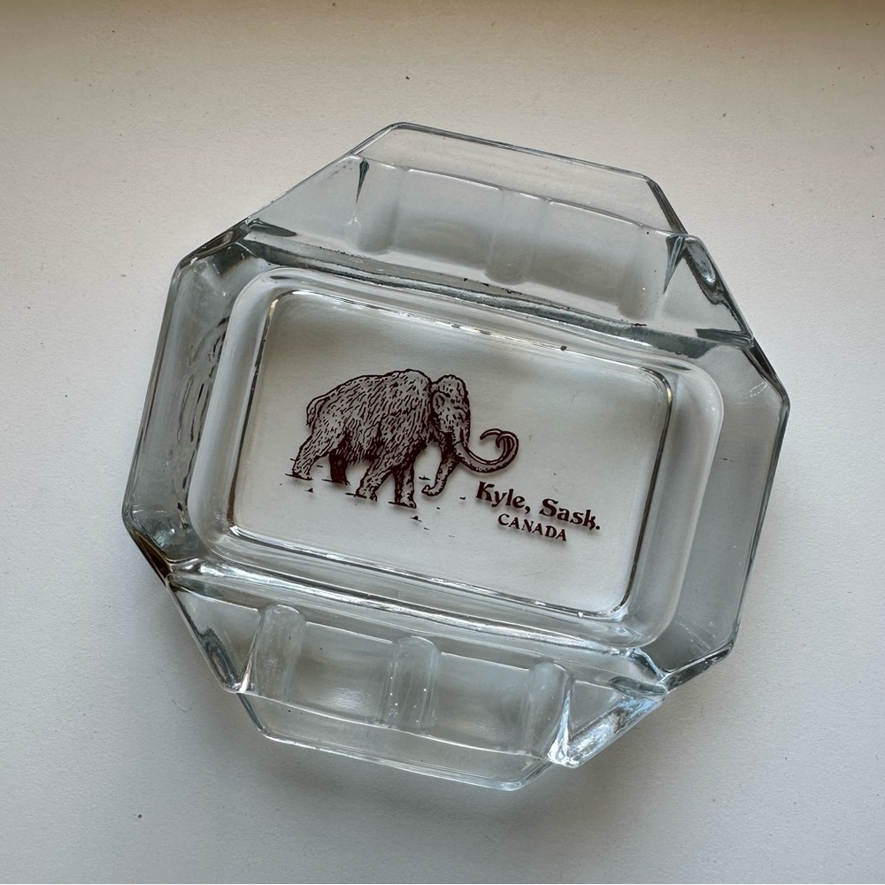 For the KYLE in your life Souvenir SASK ashtray Mammoth collectible brown